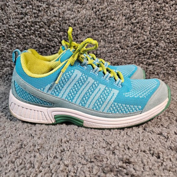 Orthofeet BioFit Shoes Womens 10 B Comfort Walking Sneakers 986 Blue Yellow - Picture 1 of 10